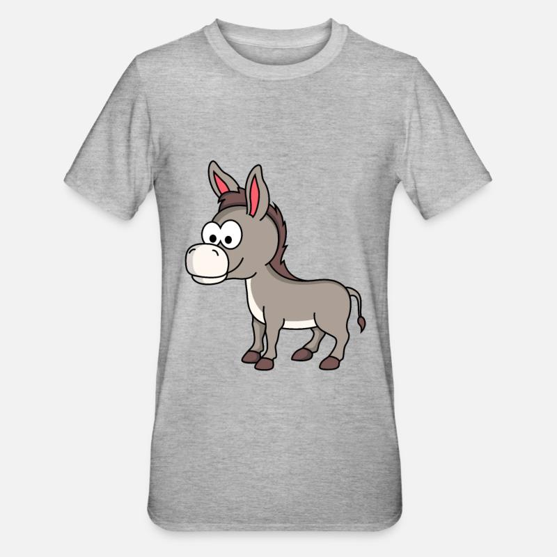Âne Comic Animal - T-shirt polycoton Unisexe - gris chiné