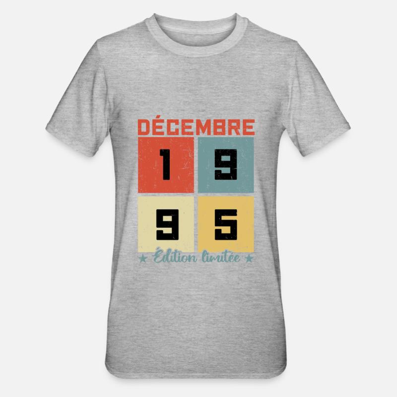 Anniversaire Décembre 1995 - T-shirt polycoton Unisexe - gris chiné