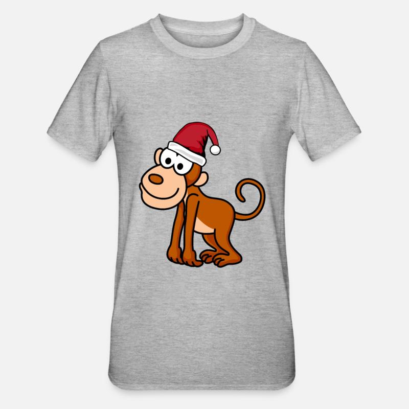 Singe Comic Christmas - T-shirt polycoton Unisexe - gris chiné