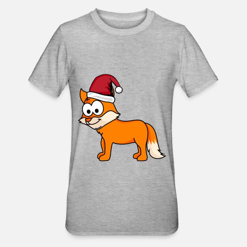 Fuchs Comic Weihnachten - Unisex Polycotton T-Shirt - Grau meliert
