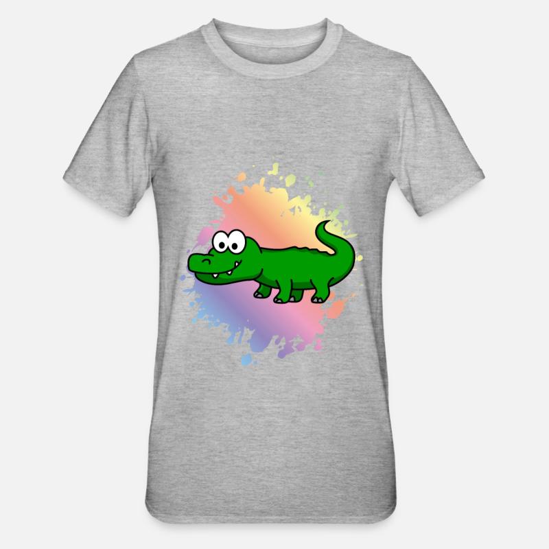 Alligator Comic Tier - Unisex Polycotton T-Shirt - Grau meliert