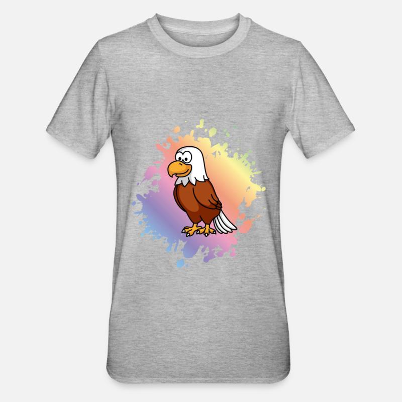 Adler Comic Tier - Unisex Polycotton T-Shirt - Grau meliert