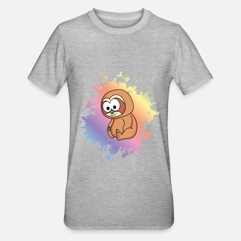 Faultier Comic Tier - Unisex Polycotton T-Shirt - Grau meliert