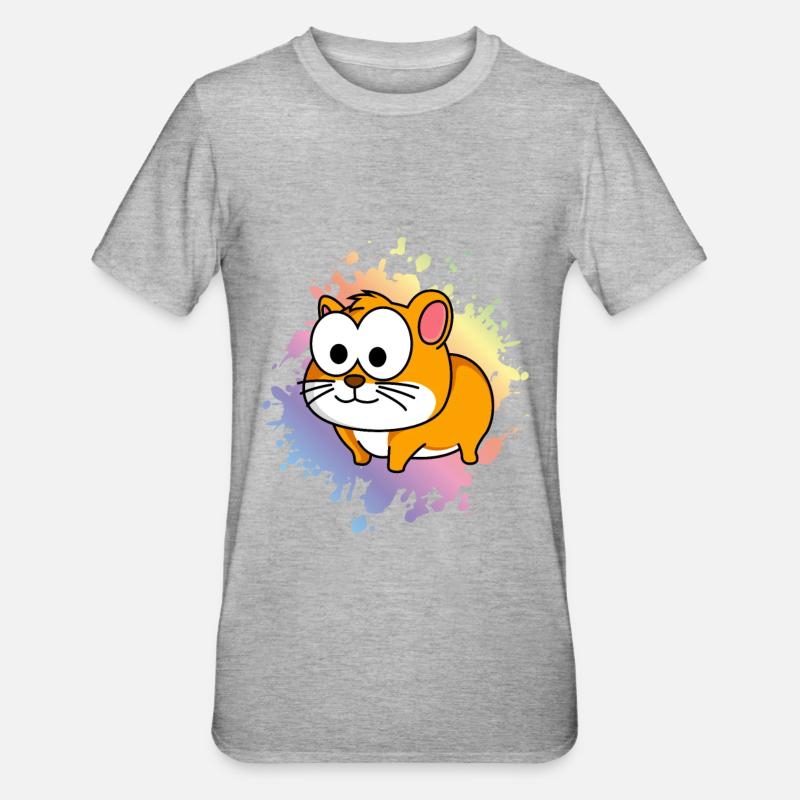 Hamster Comic Tier - Unisex Polycotton T-Shirt - Grau meliert