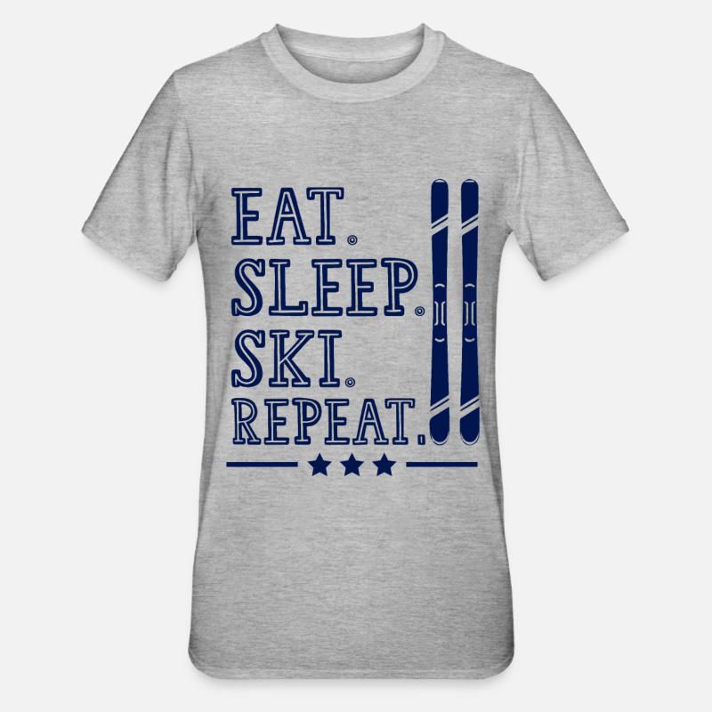 manger dormir ski répéter - T-shirt polycoton Unisexe - gris chiné