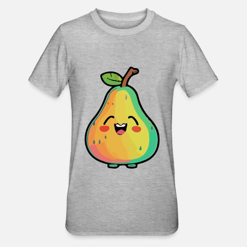 Birne Comic - Unisex Polycotton T-Shirt - Grau meliert
