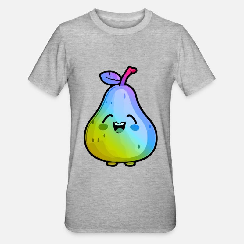 Birne Comic Bunt - Unisex Polycotton T-Shirt - Grau meliert