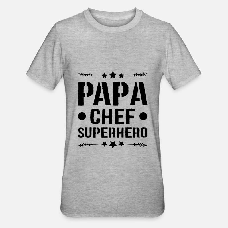Papa Chef Superheld Dad - Unisex Polycotton T-Shirt - Grau meliert