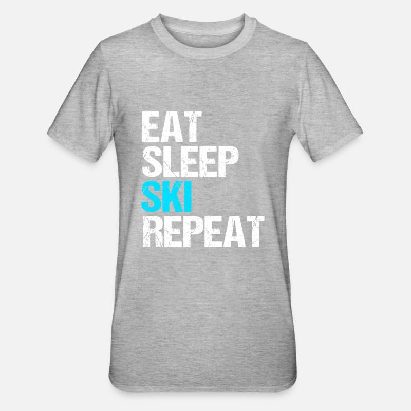 manger dormir ski répéter - T-shirt polycoton Unisexe - gris chiné