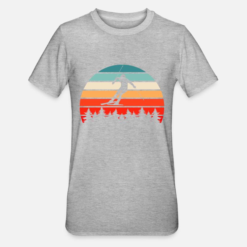 Ski Retro - Unisex Polycotton T-Shirt - heather grey
