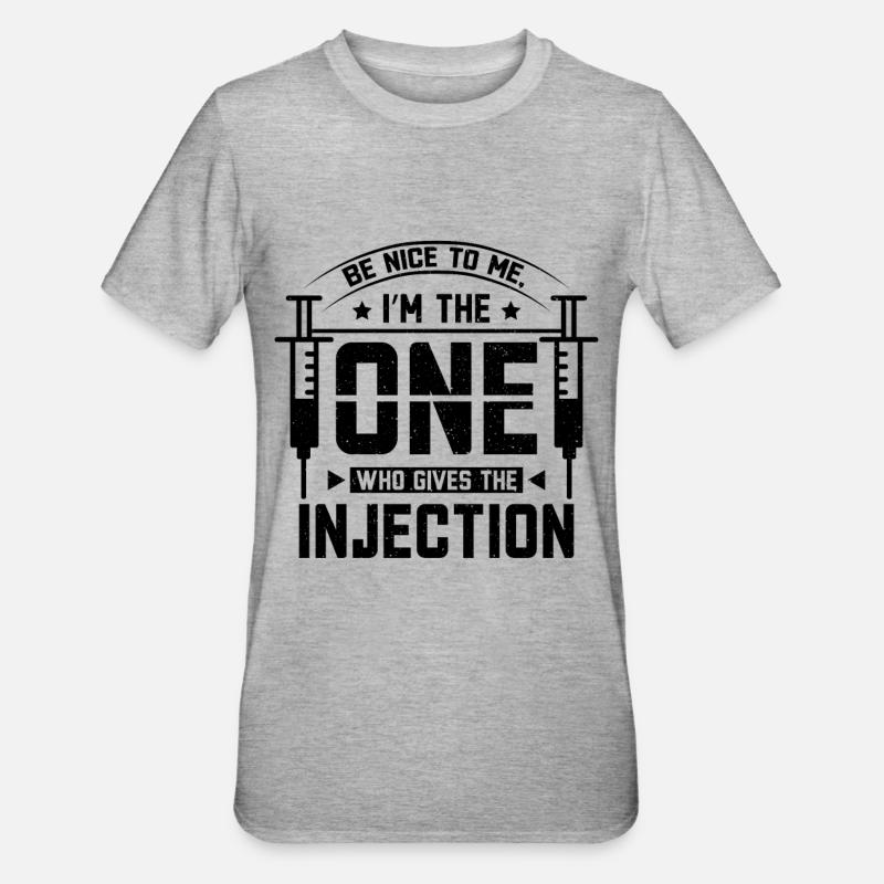 L’infirmière administre l’injection - T-shirt polycoton Unisexe - gris chiné