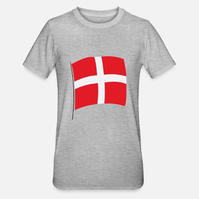 Danemark Drapeau Danois Drapeau Danmark Danemark - T-shirt polycoton Unisexe - gris chiné