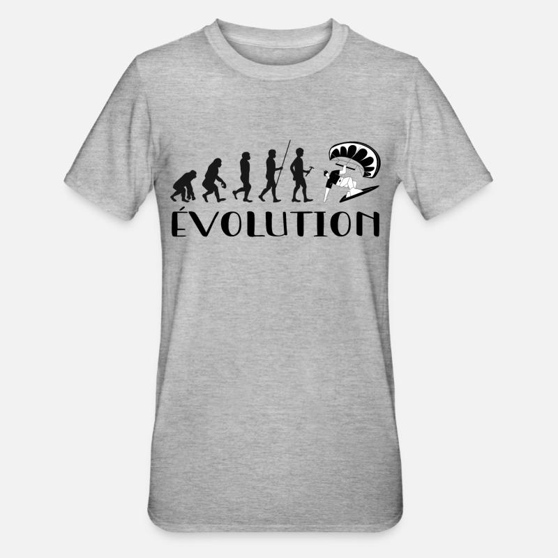 Evolution From Monkey To Surfer - Unisex Polycotton T-Shirt - heather grey