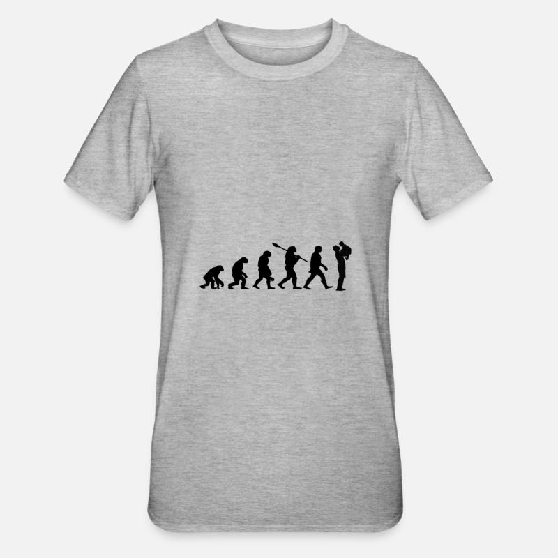évolution, père, - T-shirt polycoton Unisexe - gris chiné