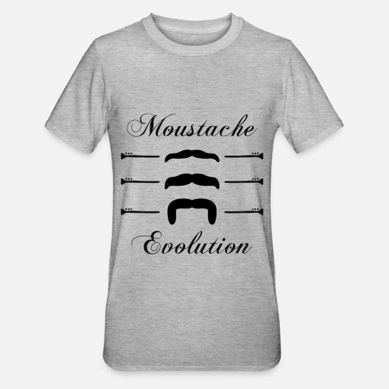moustaches évolution, Idée cadeau d'élégance. - T-shirt polycoton Unisexe - gris chiné