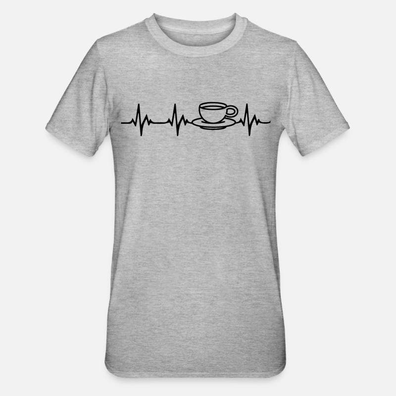 coffee Heartbeat - Unisex Polycotton T-Shirt - heather grey