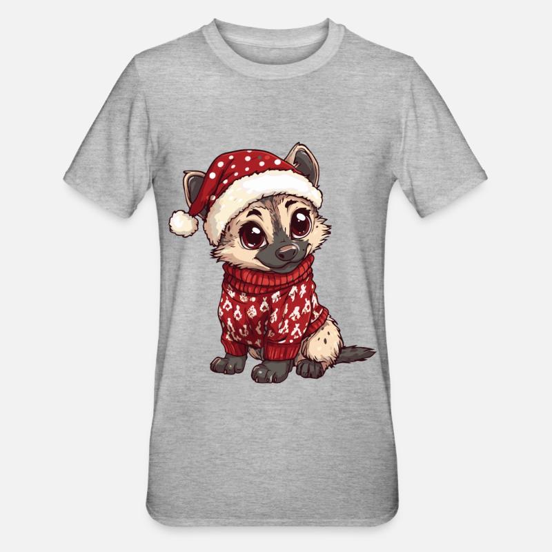 Hyäne Weihnachten Comic - Unisex Polycotton T-Shirt - Grau meliert
