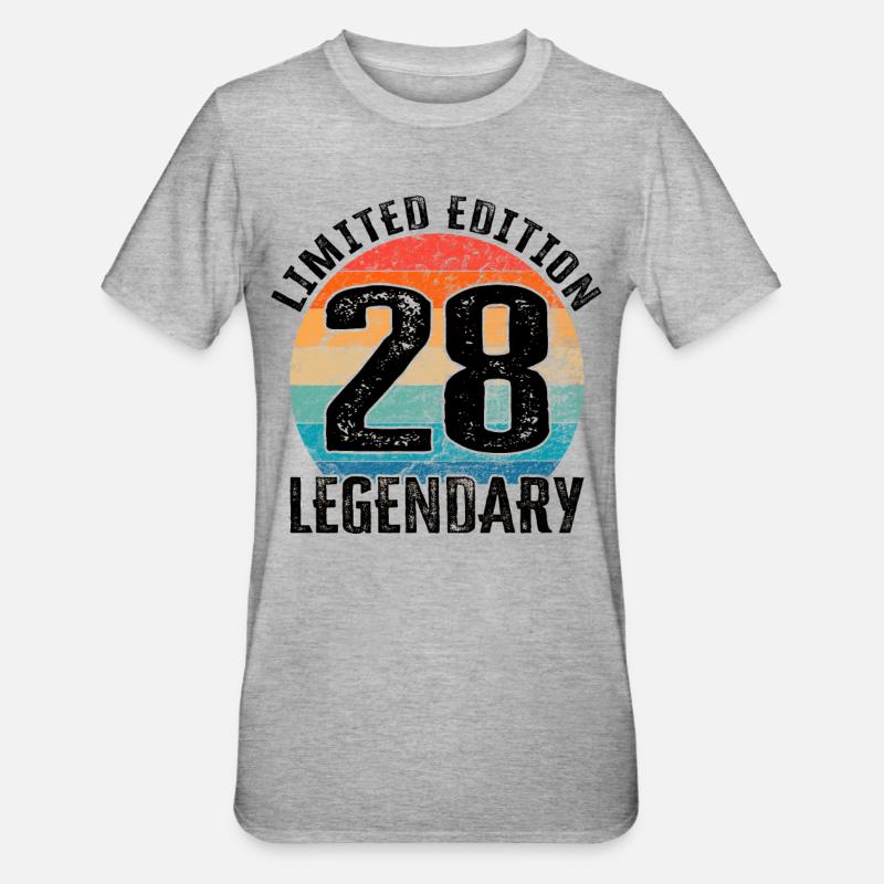 Joyeux anniversaire - 28e anniversaire - T-shirt polycoton Unisexe - gris chiné