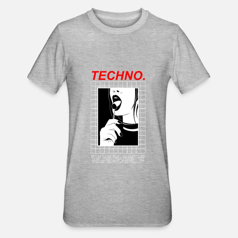 Techno Amour - T-shirt polycoton Unisexe - gris chiné