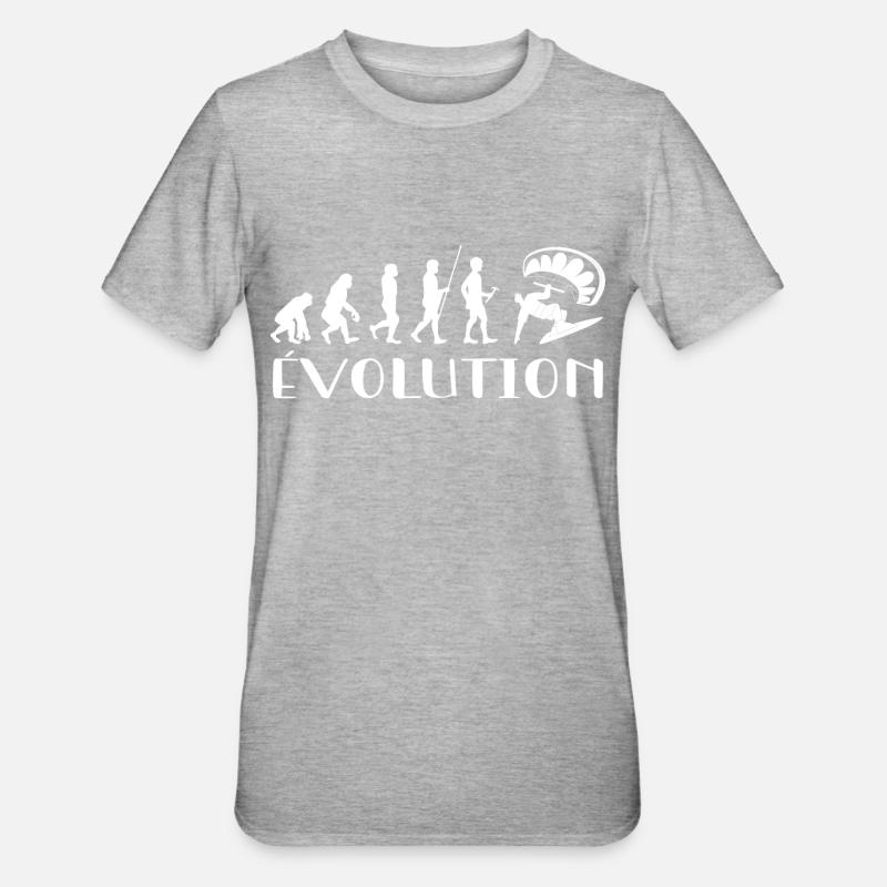 Évolution Du Singe Au surfeur - T-shirt polycoton Unisexe - gris chiné