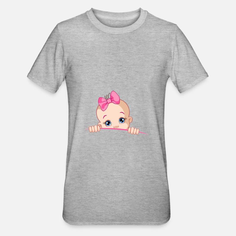 Tshirt bébé fille grossesse - T-shirt polycoton Unisexe - gris chiné