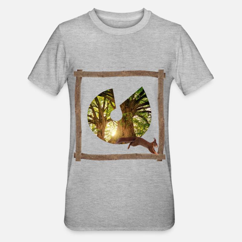 forest with squirrel u - Unisex Polycotton T-Shirt - heather grey