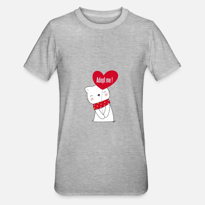 CAdopte-moi - Chat - T-shirt polycoton Unisexe - gris chiné