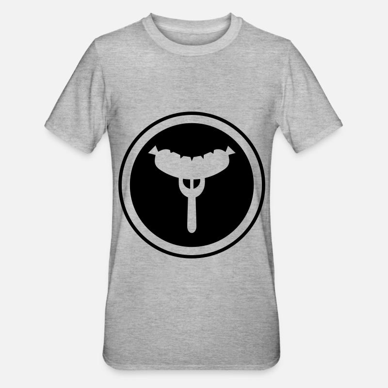 Wurst Gabel - Unisex Polycotton T-Shirt - Grau meliert