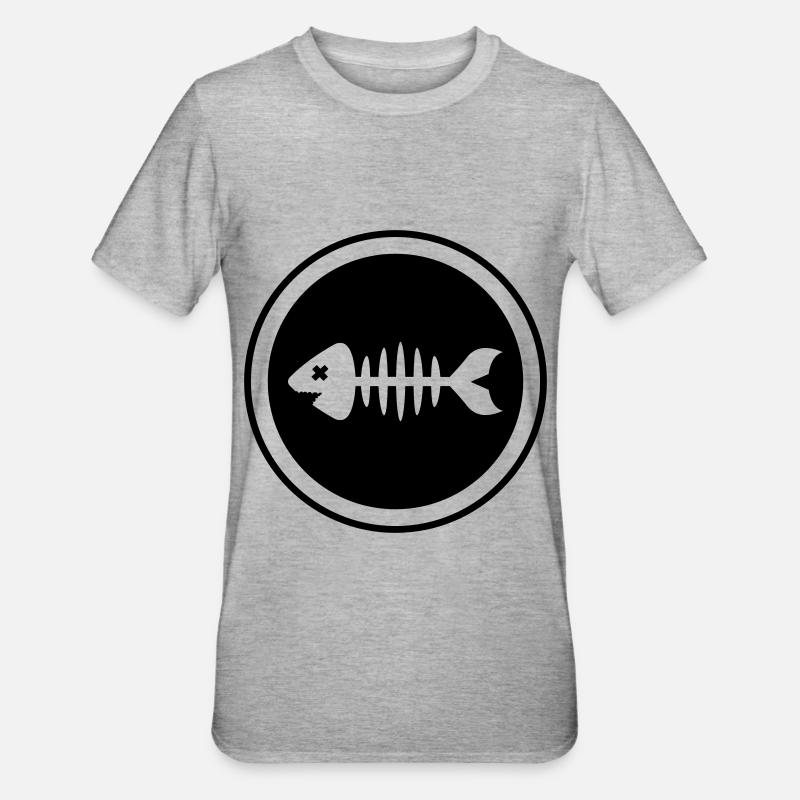 Fish Symbol Bone Bone - Unisex Polycotton T-Shirt - heather grey