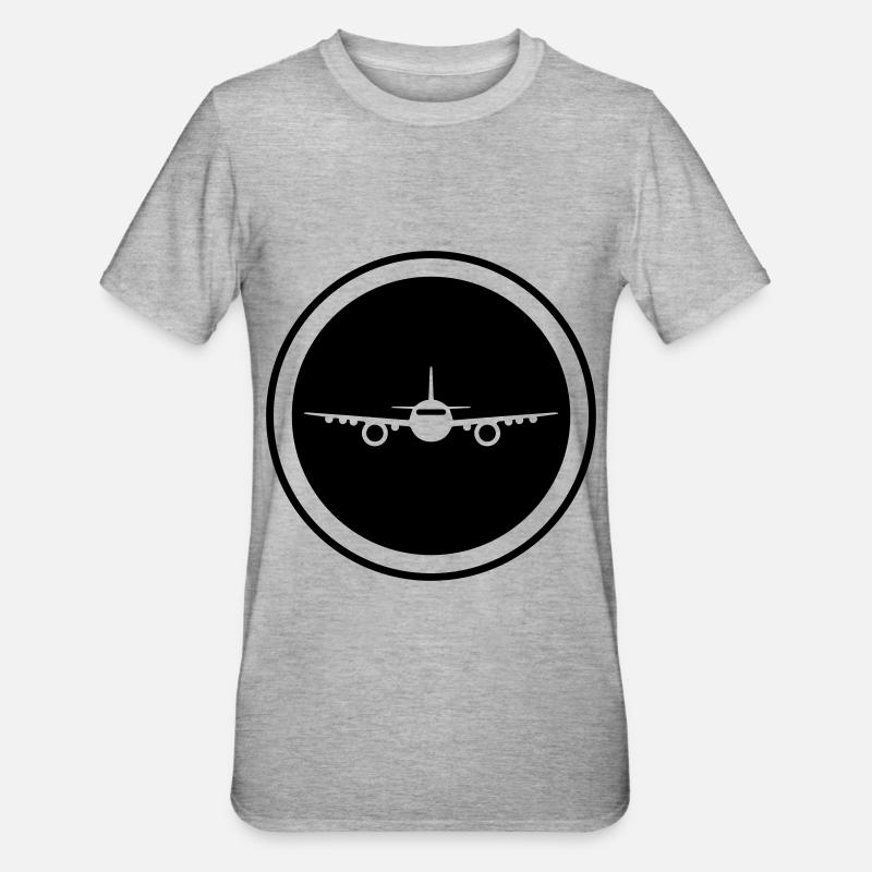 Flugzeug Symbol - Unisex Polycotton T-Shirt - Grau meliert