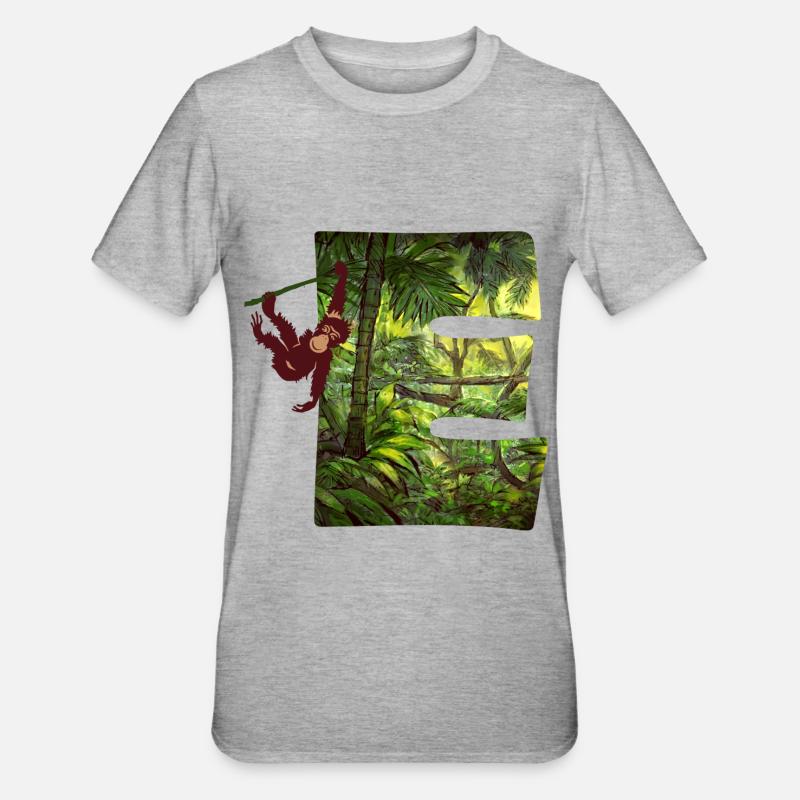 dschungel mit affe e - Unisex Polycotton T-Shirt - Grau meliert