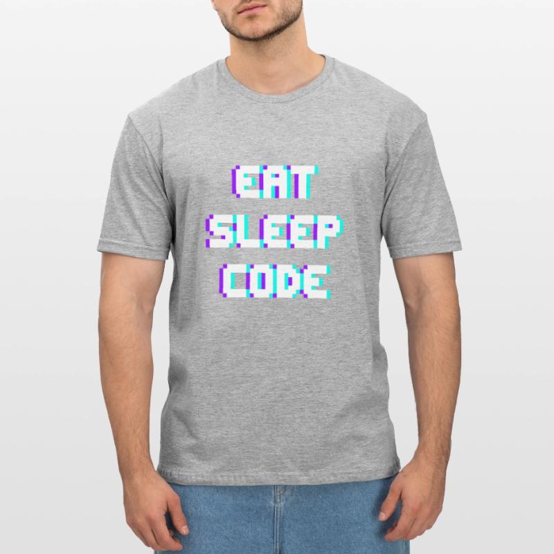 EAT SLEEP CODE Programmeur Coder Devise T-shirt polycoton Unisexe