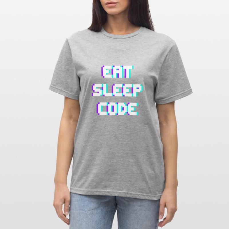 EAT SLEEP CODE Programmeur Coder Devise T-shirt polycoton Unisexe