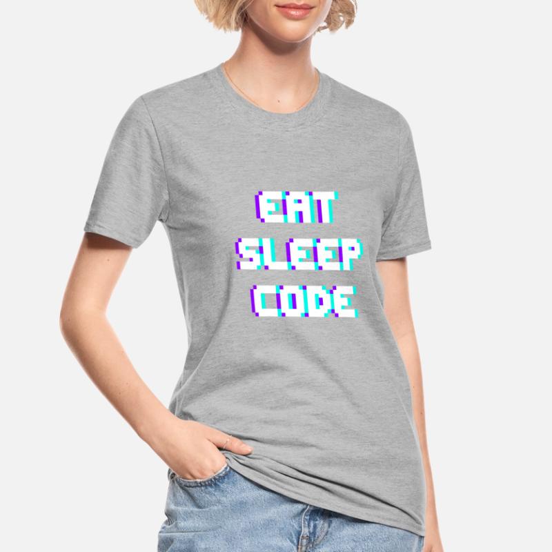EAT SLEEP CODE Programmeur Coder Devise T-shirt polycoton Unisexe