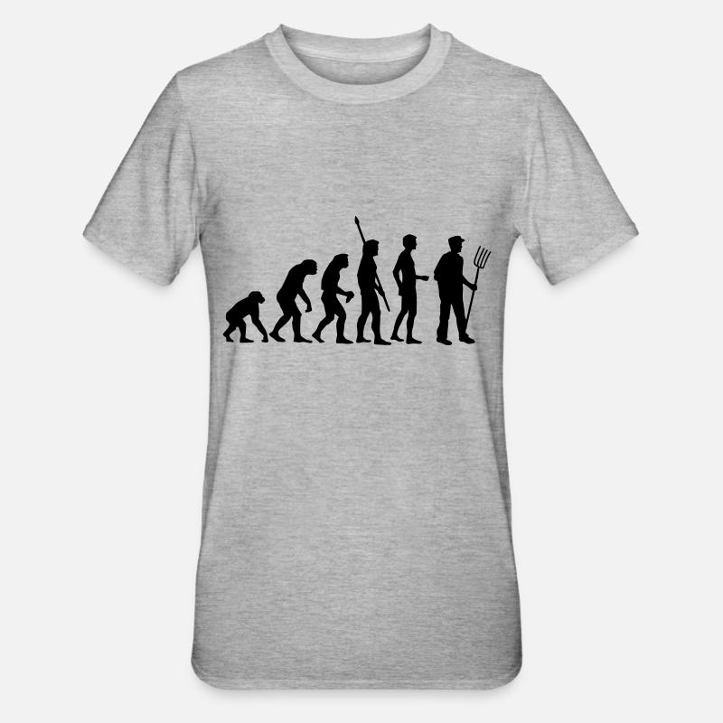evolution_bauer_b - Unisex Polycotton T-Shirt - Grau meliert