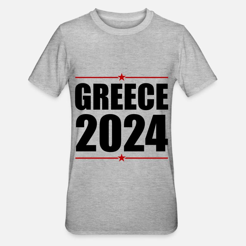 Grèce 2024 - T-shirt polycoton Unisexe - gris chiné
