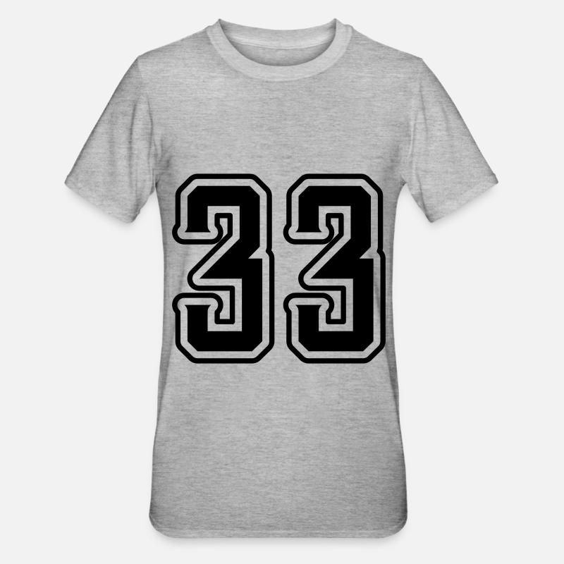 33 Symbole numérique - T-shirt polycoton Unisexe - gris chiné