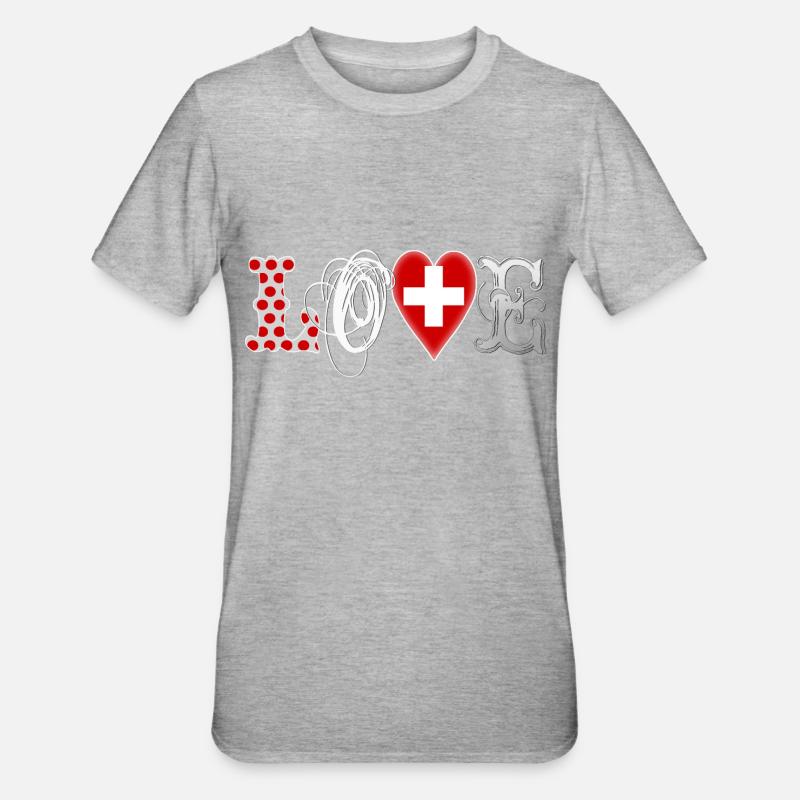 Amour Suisse Blanc - T-shirt polycoton Unisexe - gris chiné