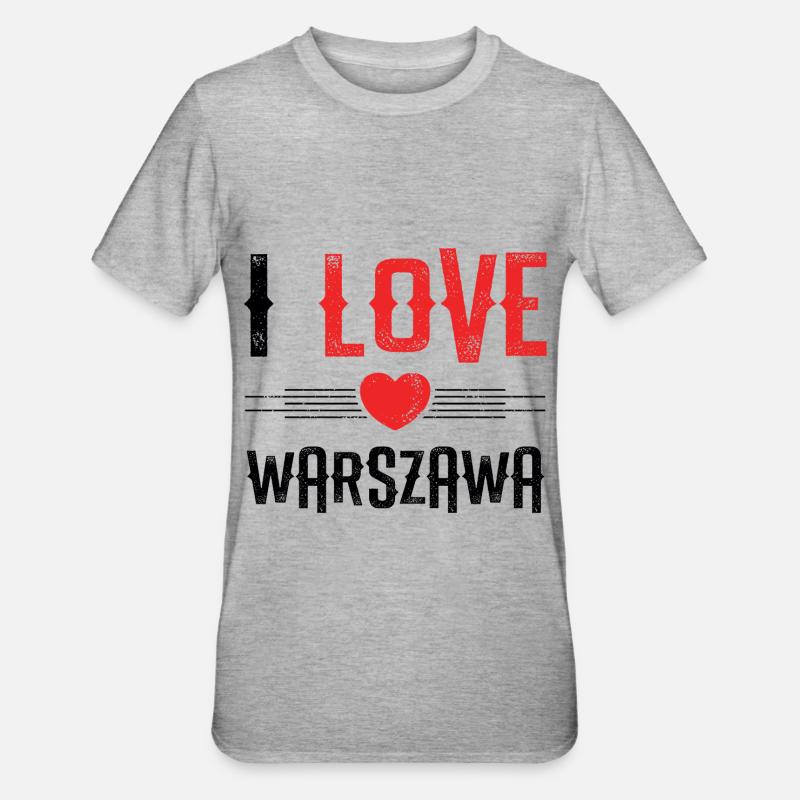 J’aime Varsovie - T-shirt polycoton Unisexe - gris chiné