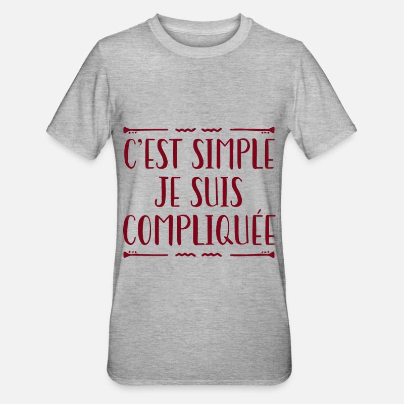 C'est Simple Je Suis Compliquée - T-shirt polycoton Unisexe - gris chiné