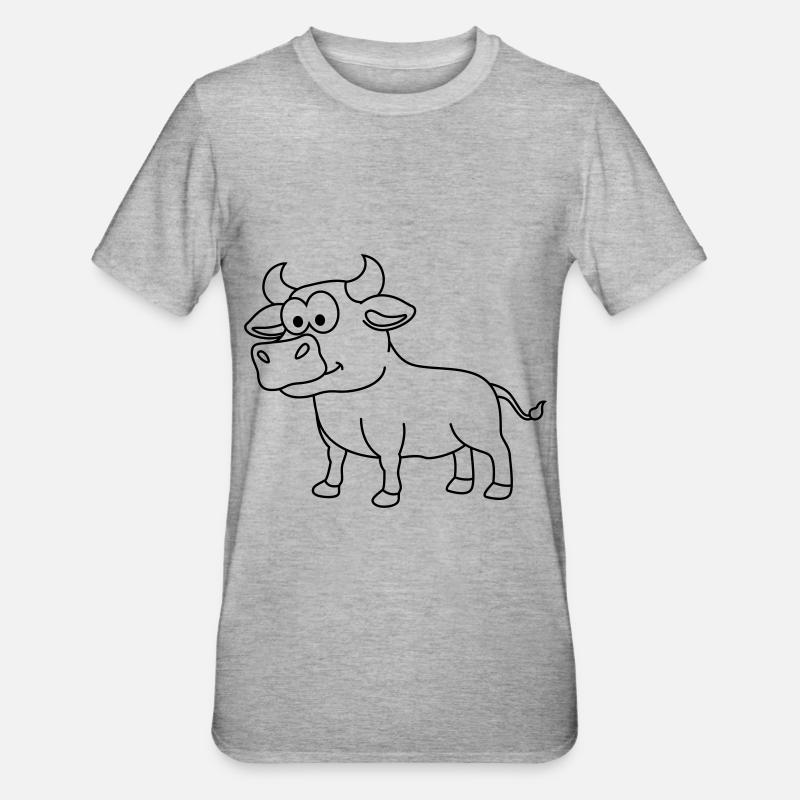 Stier Comic Tier - Unisex Polycotton T-Shirt - Grau meliert