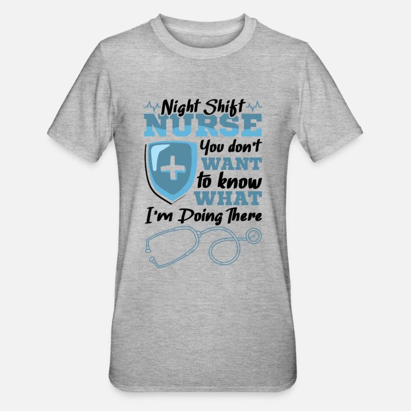 Night Shift Nurse - Unisex Polycotton T-Shirt - Grau meliert