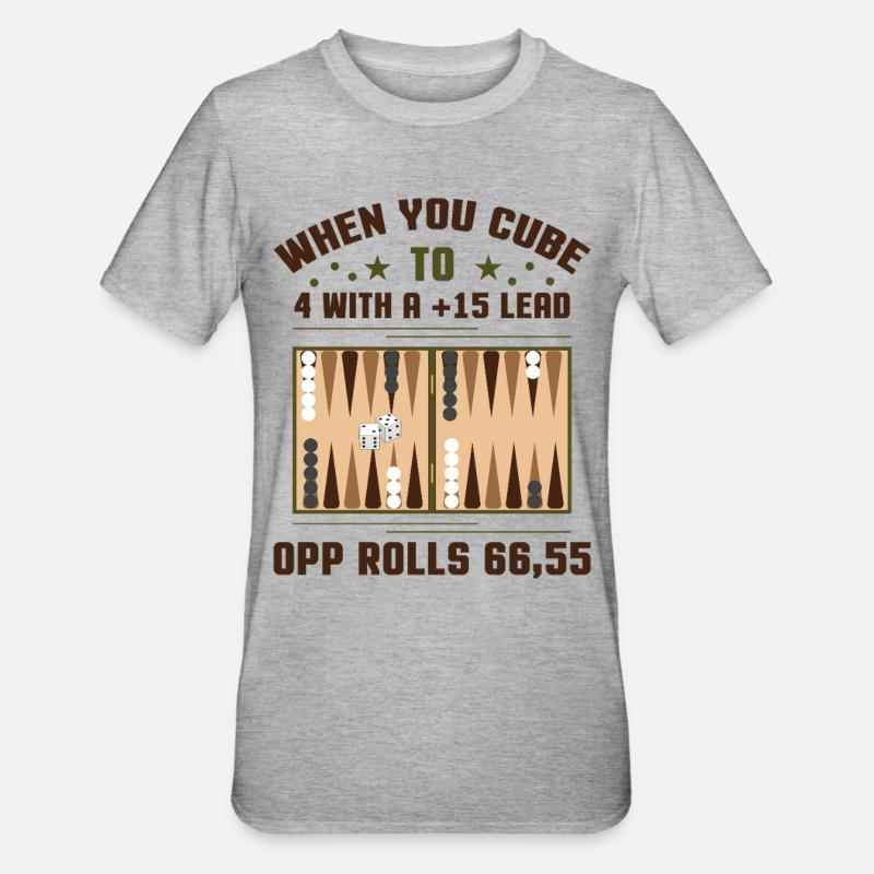 Backgammon Spiel - Unisex Polycotton T-Shirt - Grau meliert