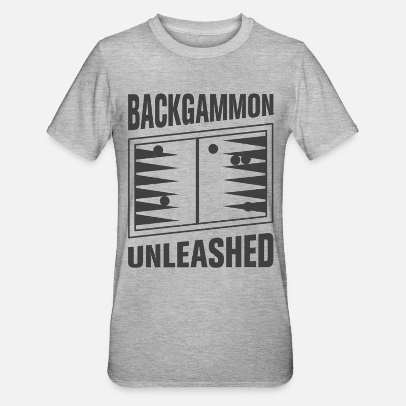 Backgammon Spiel - Unisex Polycotton T-Shirt - Grau meliert