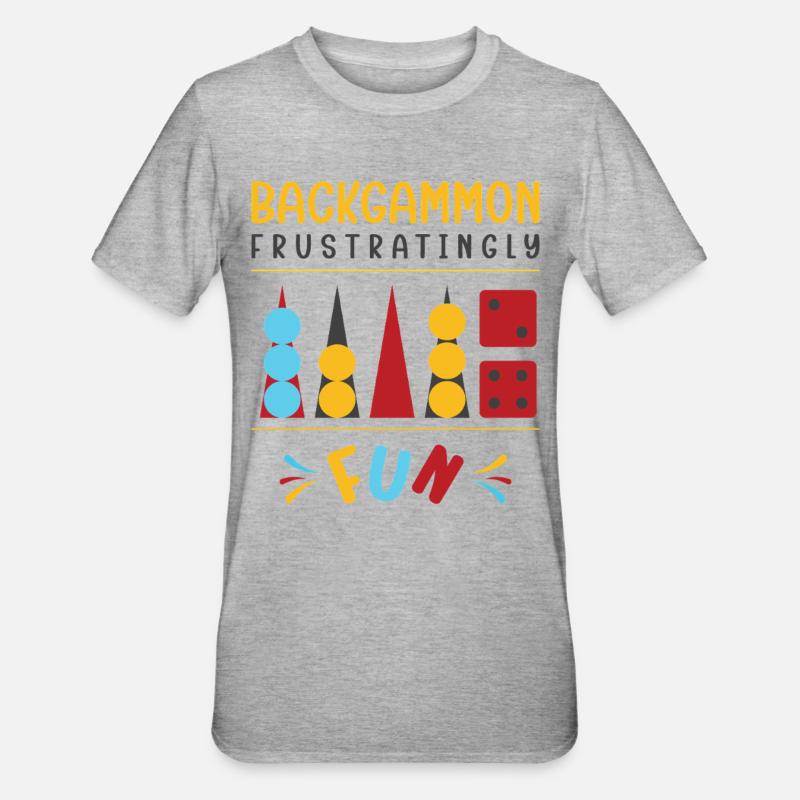 Backgammon Spiel - Unisex Polycotton T-Shirt - Grau meliert