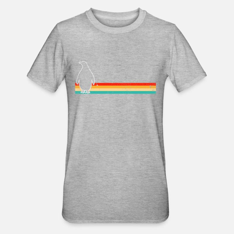 Pinguin Retro - Unisex Polycotton T-Shirt - Grau meliert