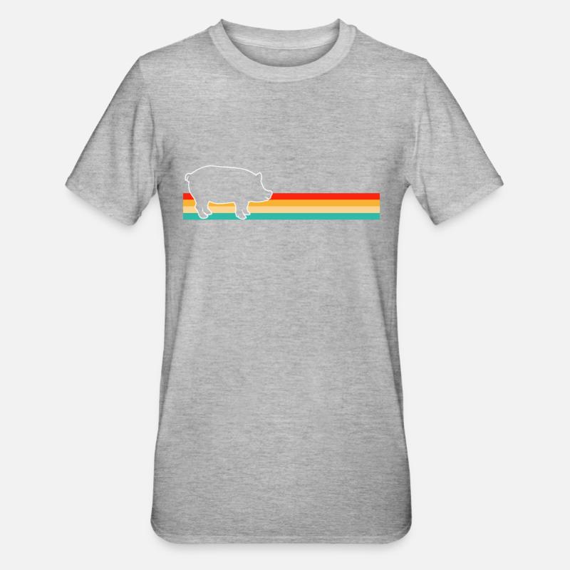 Cochon Rétro - T-shirt polycoton Unisexe - gris chiné