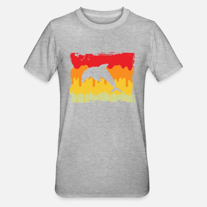 Dauphin Rétro - T-shirt polycoton Unisexe - gris chiné