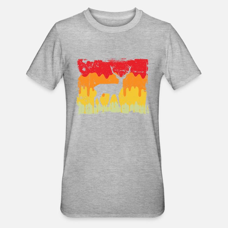 Cerf Rétro - T-shirt polycoton Unisexe - gris chiné