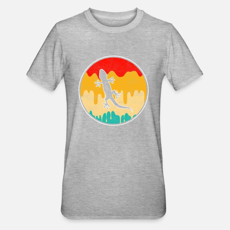 Eidechse Retro - Unisex Polycotton T-Shirt - Grau meliert
